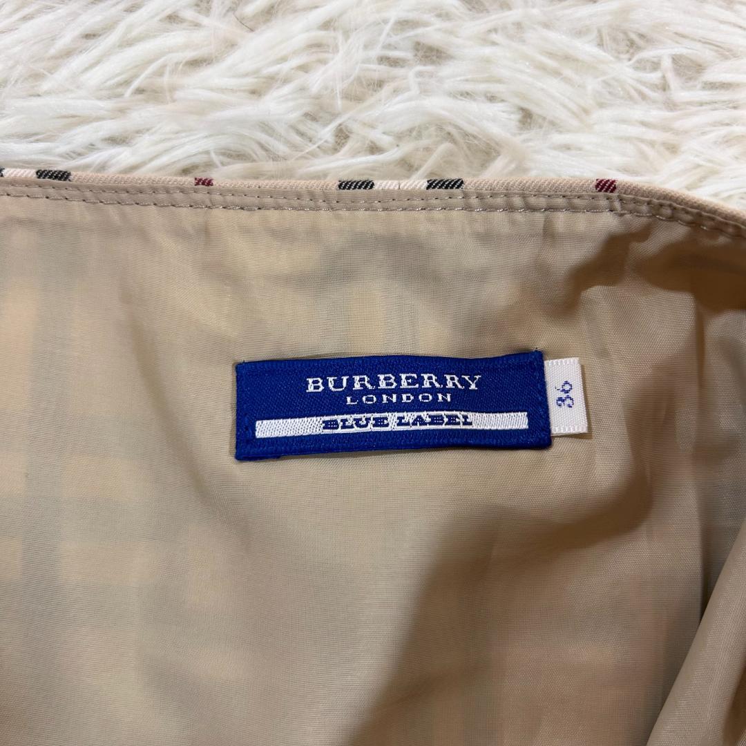 人気　バーバリーブルーレーベル　ミニスカート　ノバチェック　ベルト　プリーツ　S