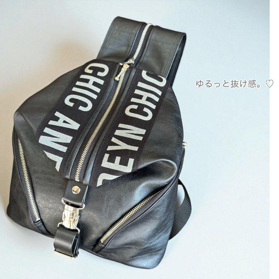 3way bag／ロゴ／blackleather