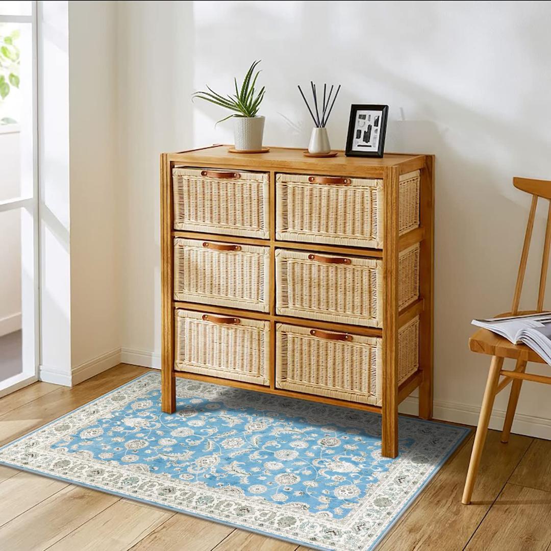 洗機対応 ペルシャ風デザイン エレガントラグ 70x120cm