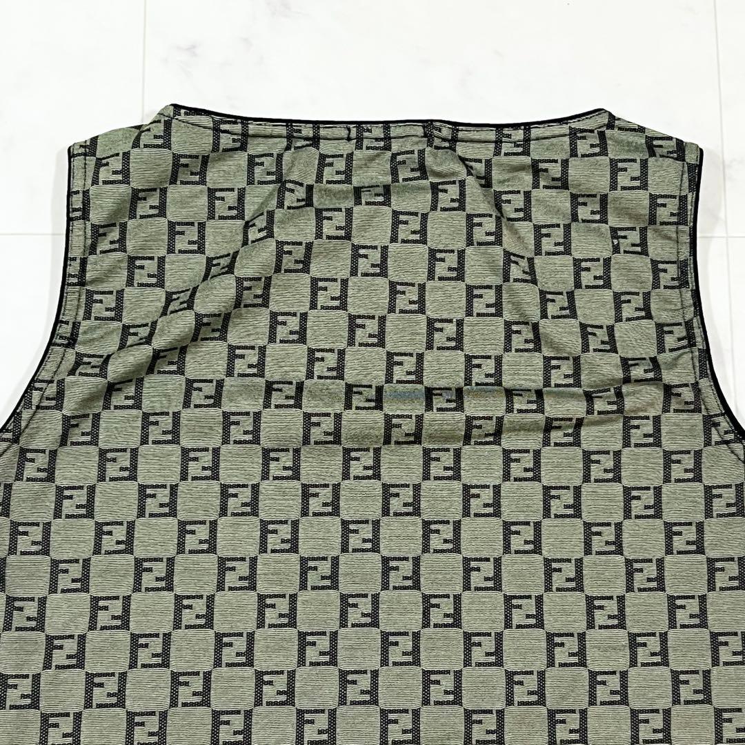 FENDI ズッカ柄 総柄 ノースリーブ トップス 42 S〜M相当 グリーン系