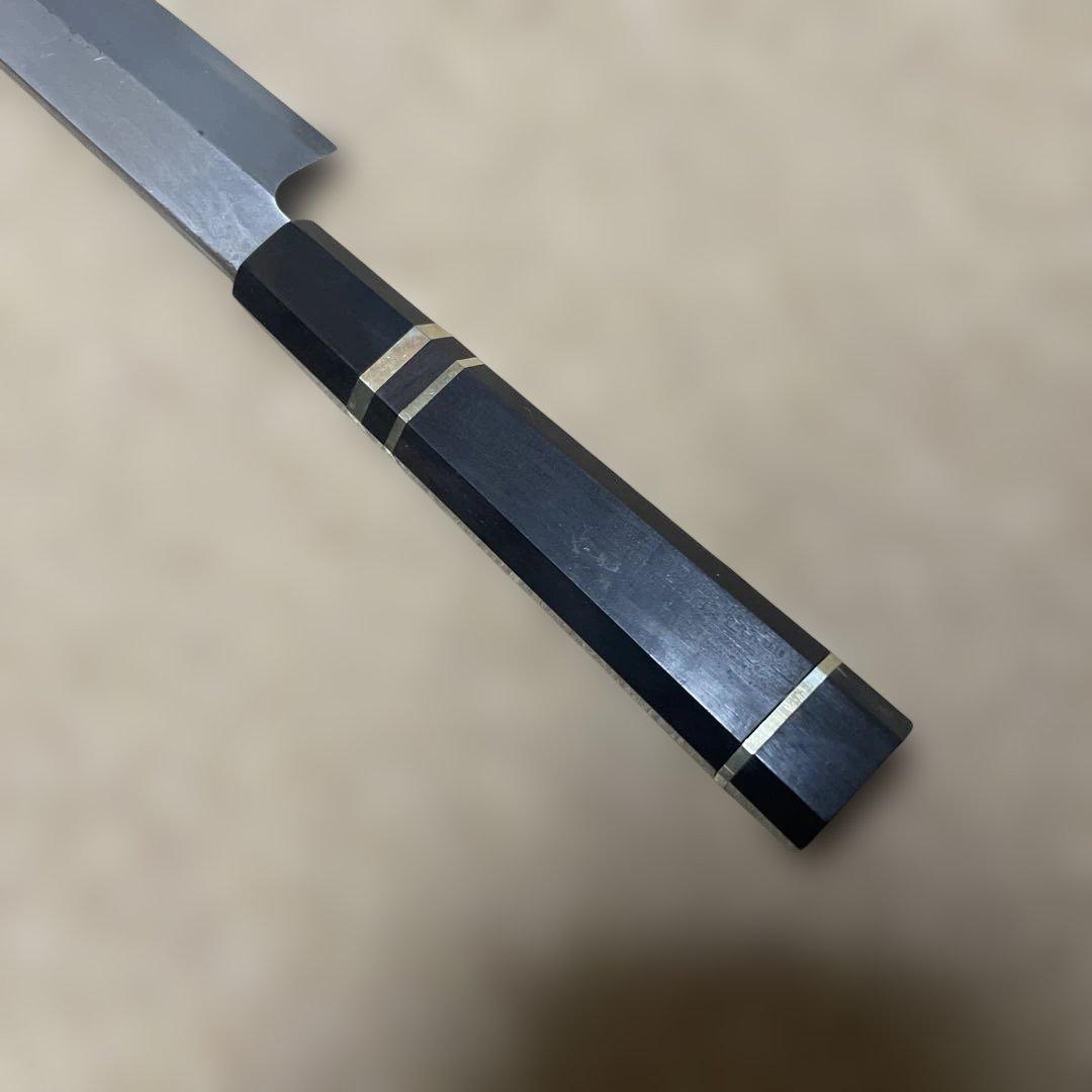 土日特売❗️和包丁　先丸包丁　黒水牛銀三本巻黒檀柄