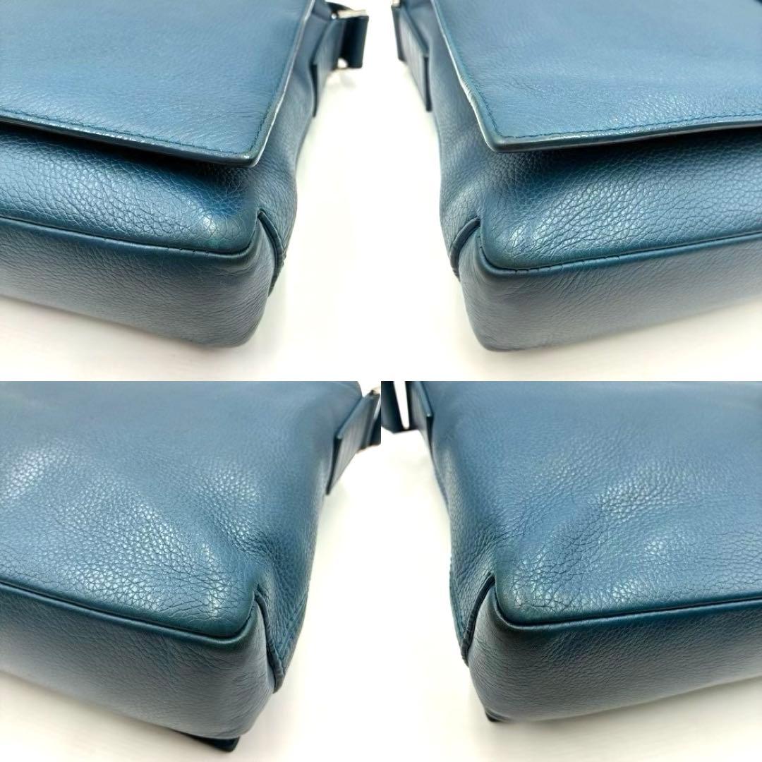 高級 ディオール オム ショルダーバッグ A4収納 フラップ レザー ブルー系
