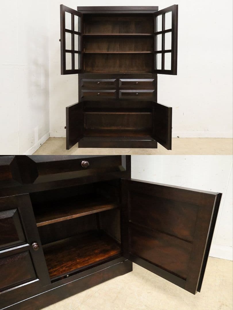 【松本民芸家具】高級ミズメザクラ【G-1型】食器棚・飾り棚・カップボード