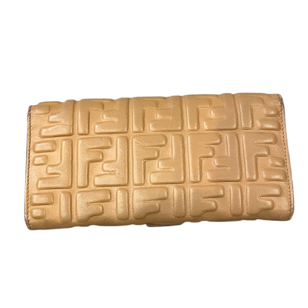 FENDI ベージュ レザー 長財布 FFロゴ
