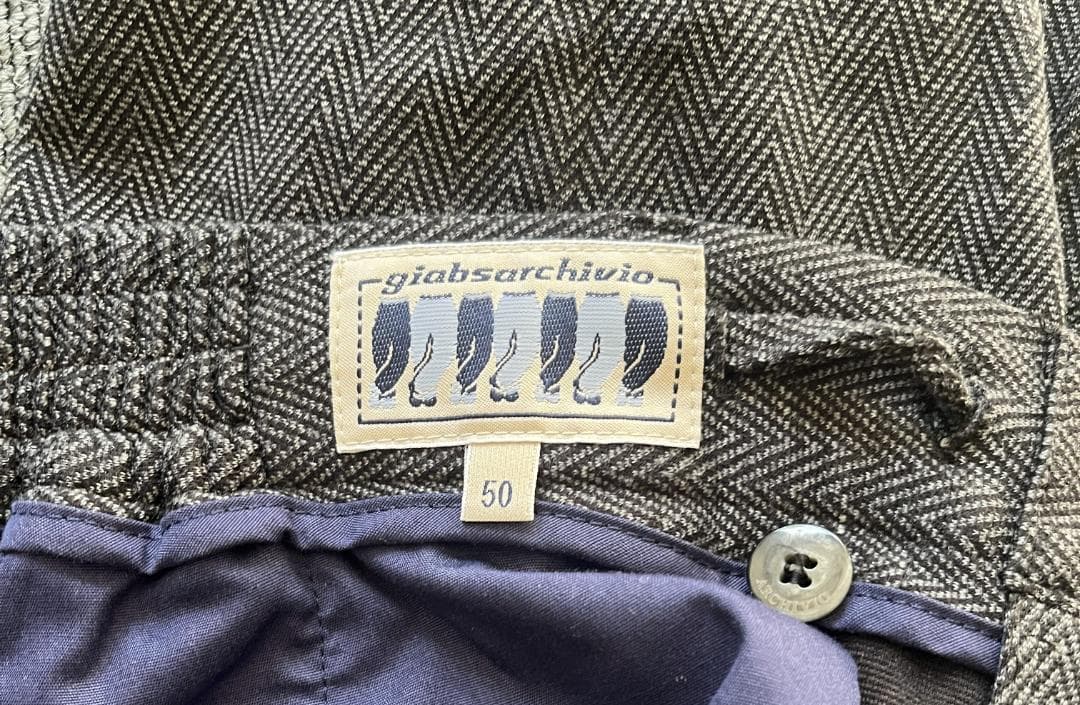 giabs ジャブス マサッチョ 永久クリース ヘリンボーン ジャージー パンツ