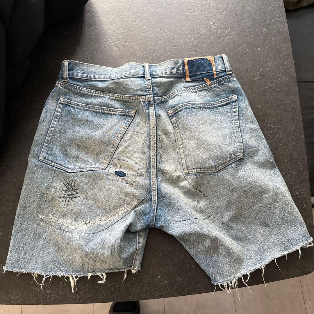 セントマイケルダメージ加工 ライトブルー ショートパンツ M