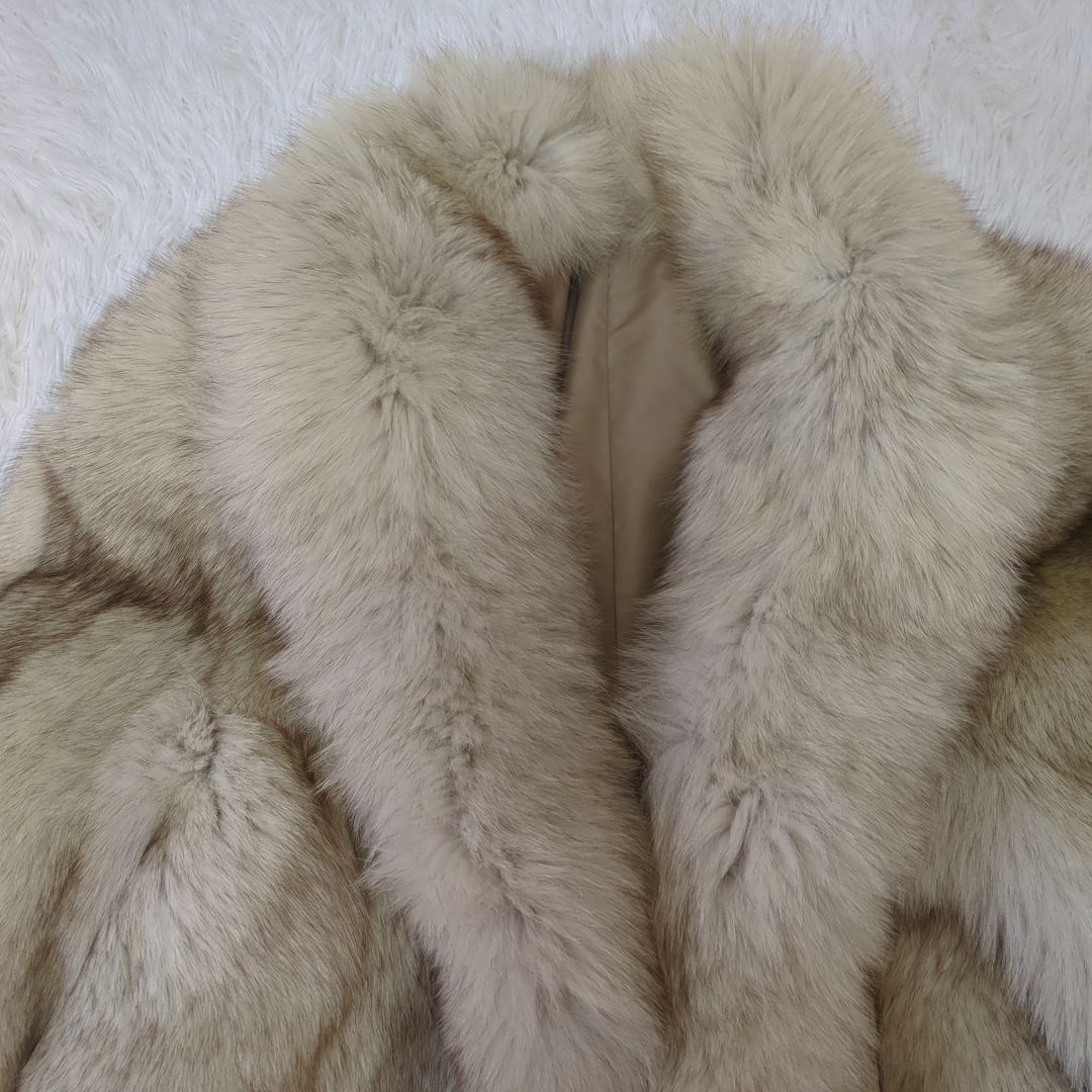 最高級ブルーフォックス セミロングファーコート 11号 ボリューム感