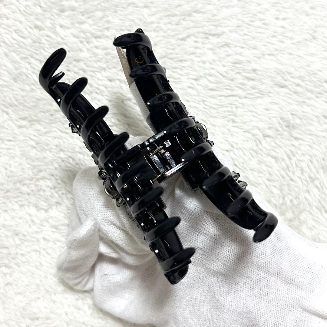 美品 Complex Biz ビジュー ラインストーン バンスクリップ 黒