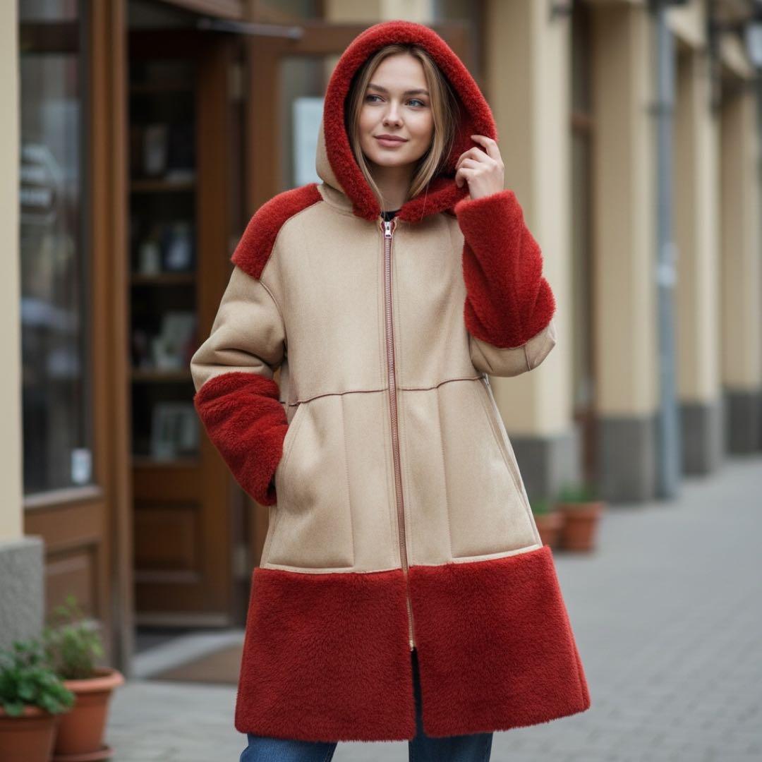 アズノゥアズオオラカ/ムートンロングコート/ファー/リバーシブル/フード/近年