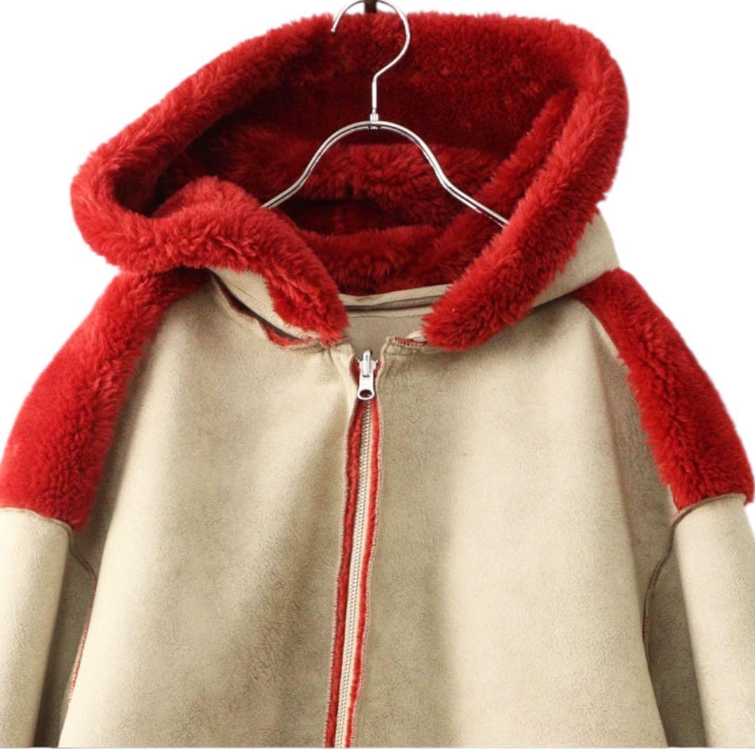 アズノゥアズオオラカ/ムートンロングコート/ファー/リバーシブル/フード/近年