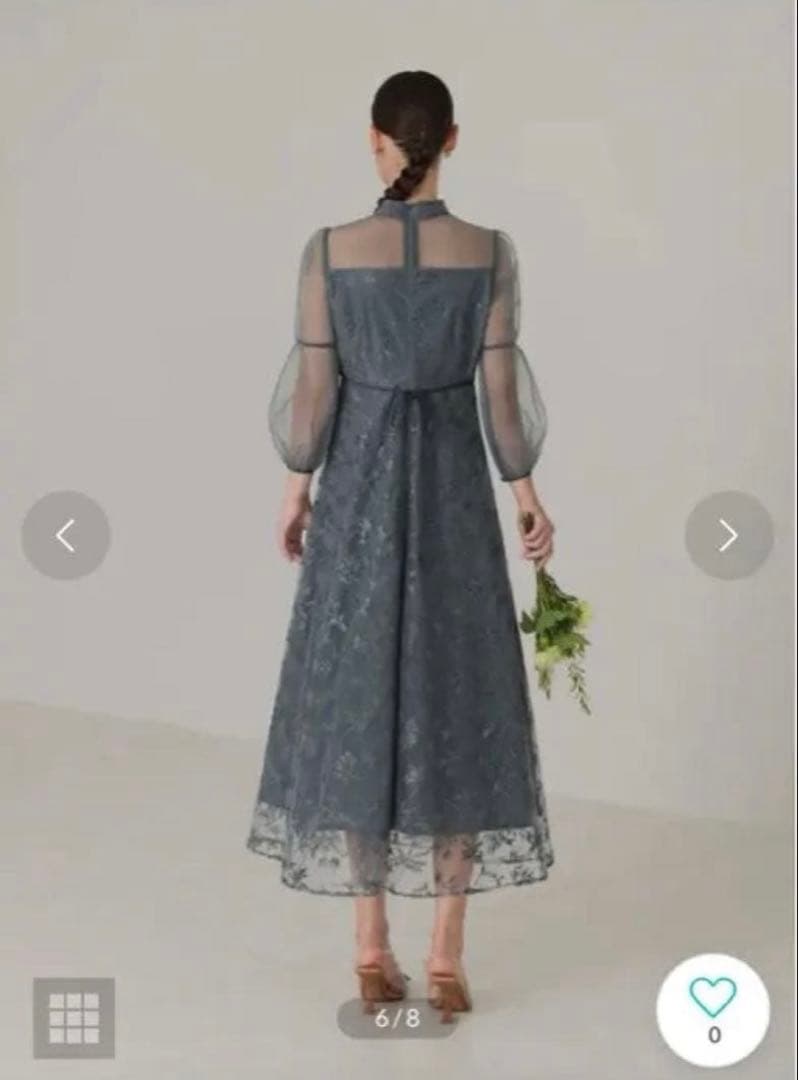 【LEJA】花柄刺繍レーススパンコールハートカットAラインドレスM