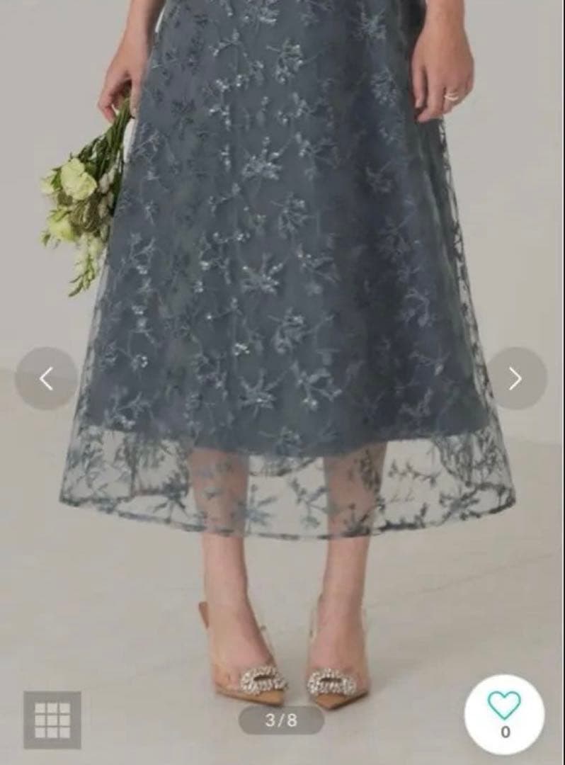 【LEJA】花柄刺繍レーススパンコールハートカットAラインドレスM