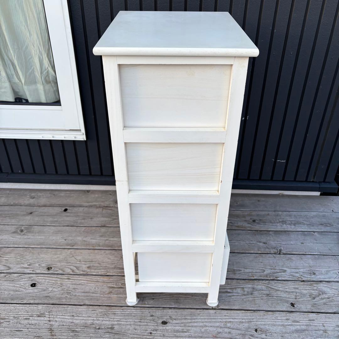 北欧レトロ カントリー家具 木製チェスト 4段 収納家具 ホワイト アンティーク