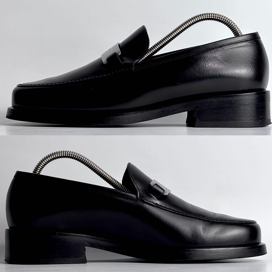 美品 GUCCI グッチ レザー ローファー メタルプレート 革靴 23.5cm