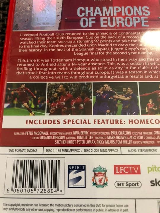 リバプール CL優勝記念DVD2018/2019シーズンレビュー2枚組