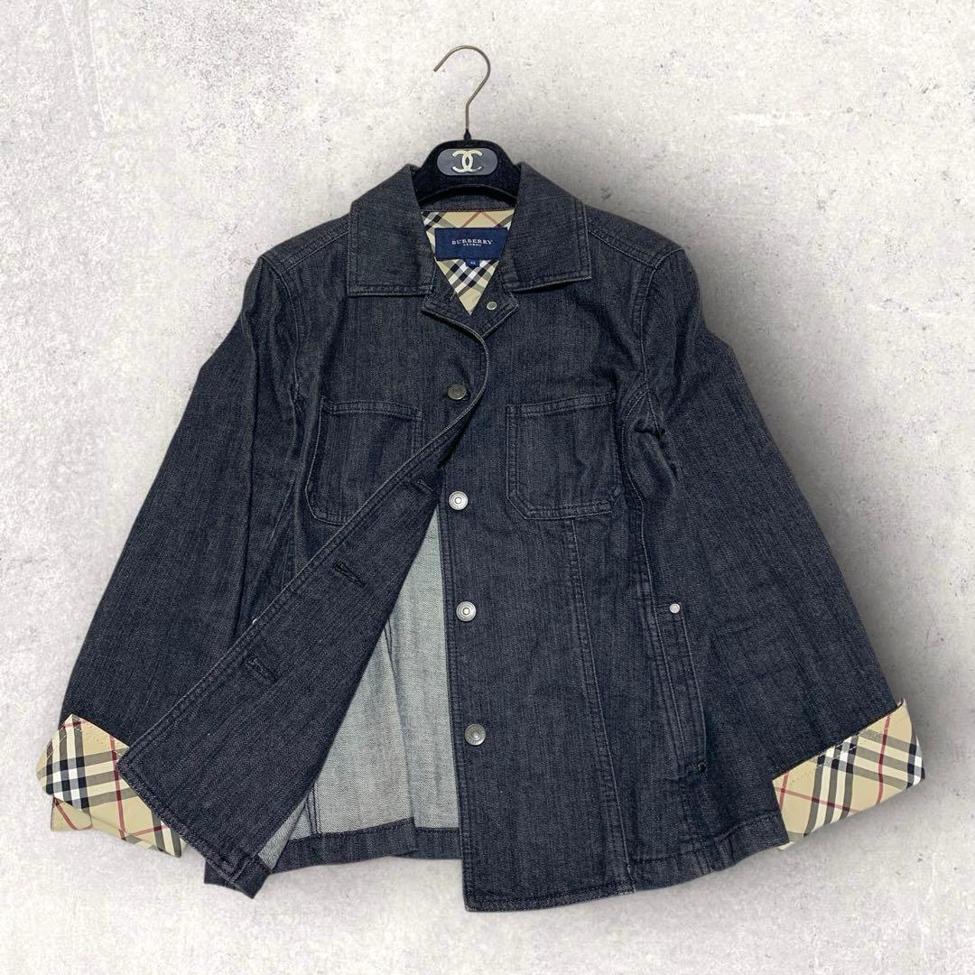 【美品　極希少XL！】バーバリーロンドン　デニムジャケット　ノバチェック　灰色