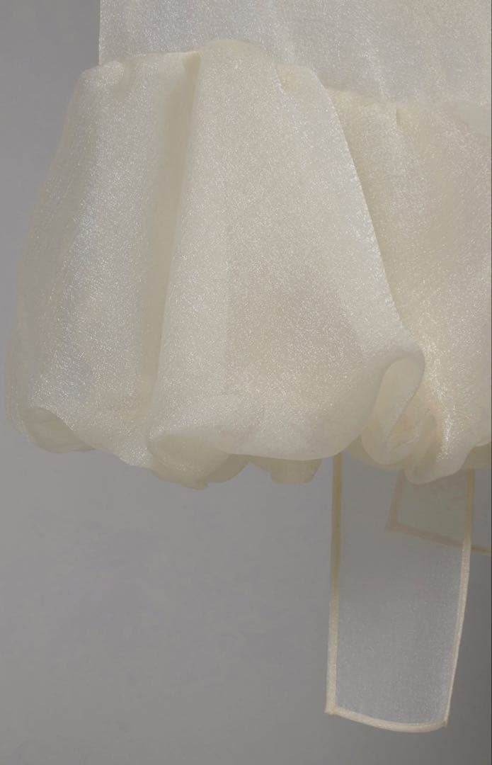 トップス ORGANZA BALLOON MINI DRESS CREAM