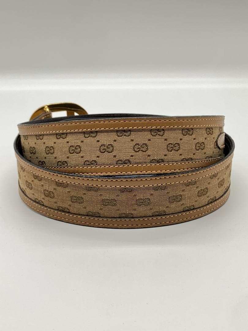 GUCCI ヴィンテージ マイクログッチシマ キャンバス ゴールド金具 ベルト