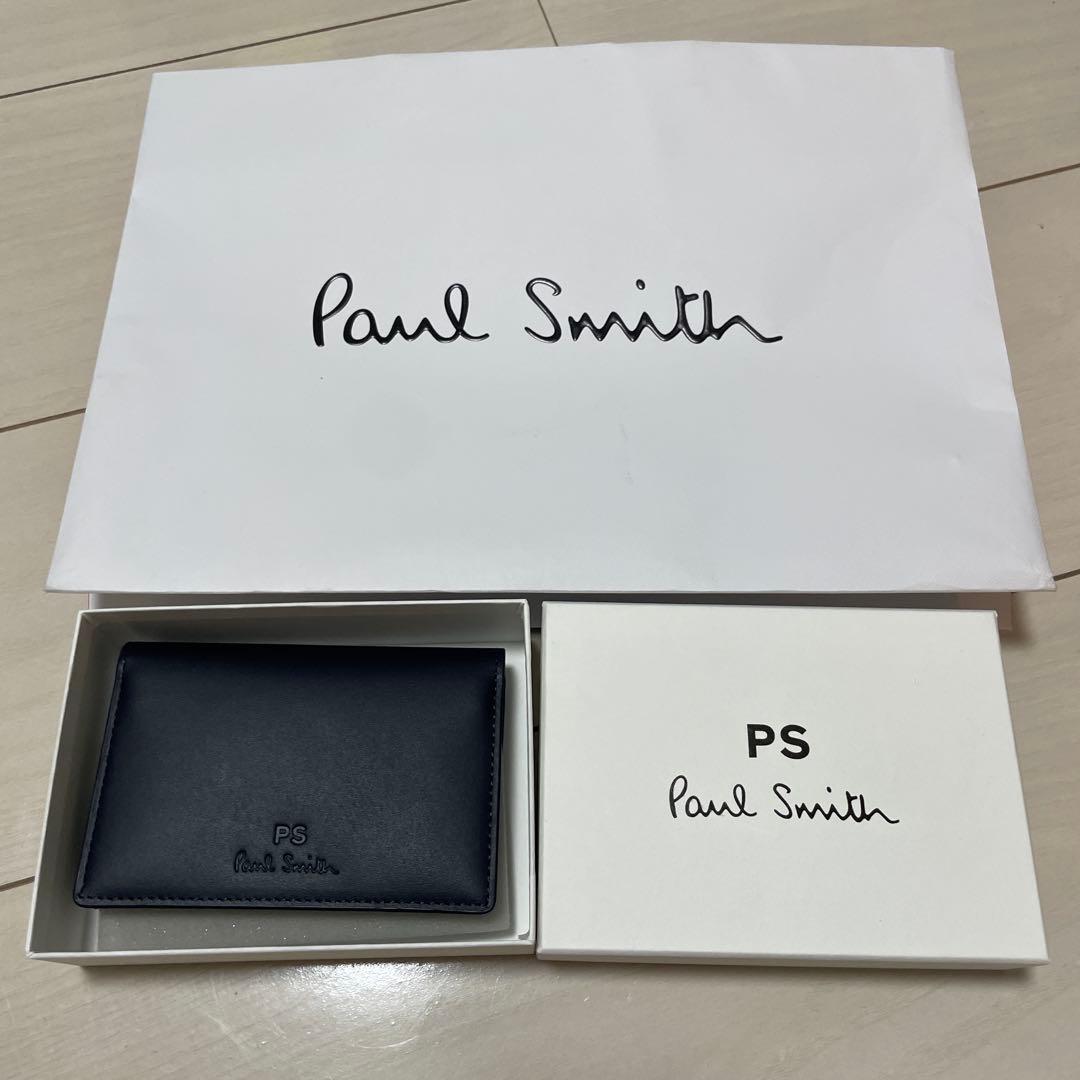 ポールスミス　名刺入れ　レザー　ネイビー