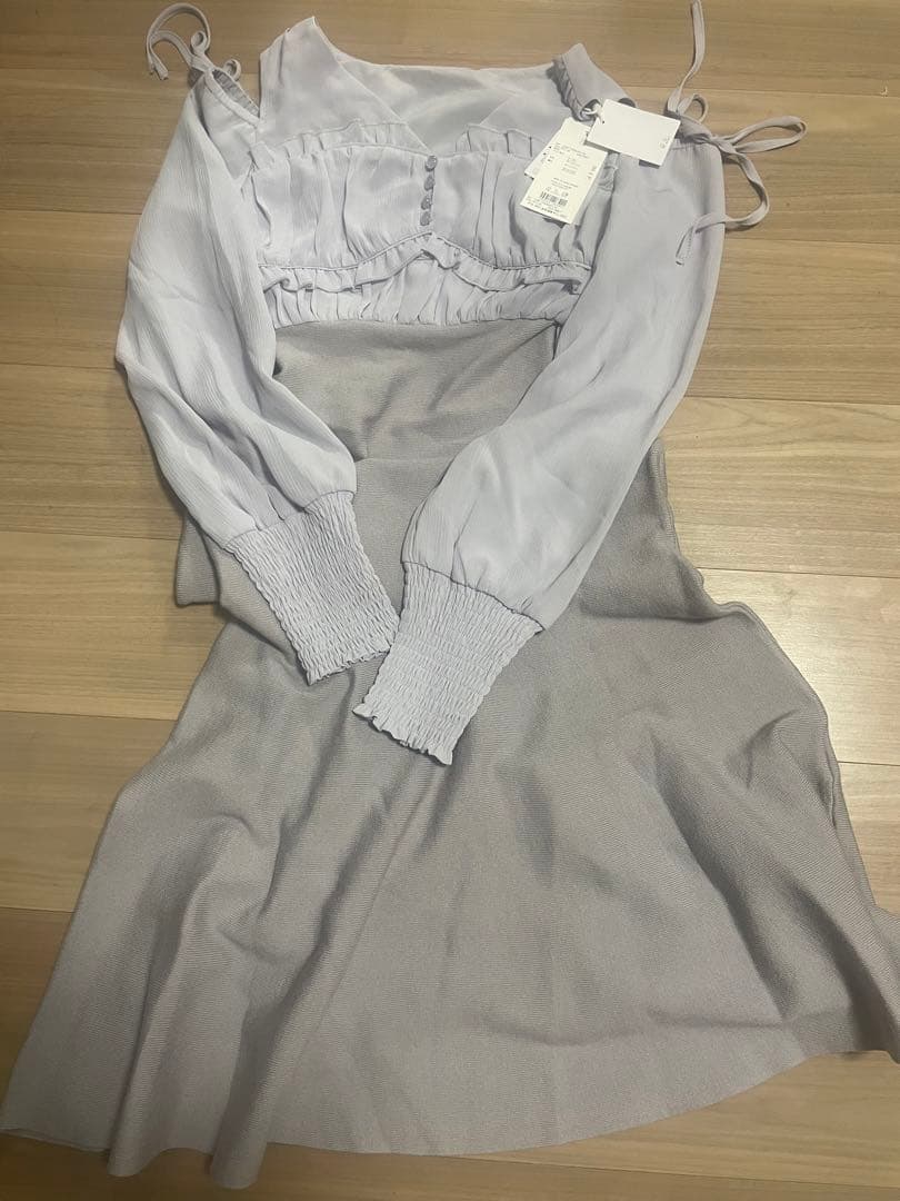 バストギャザーマーメイドワンピース　完売色ラベンダー