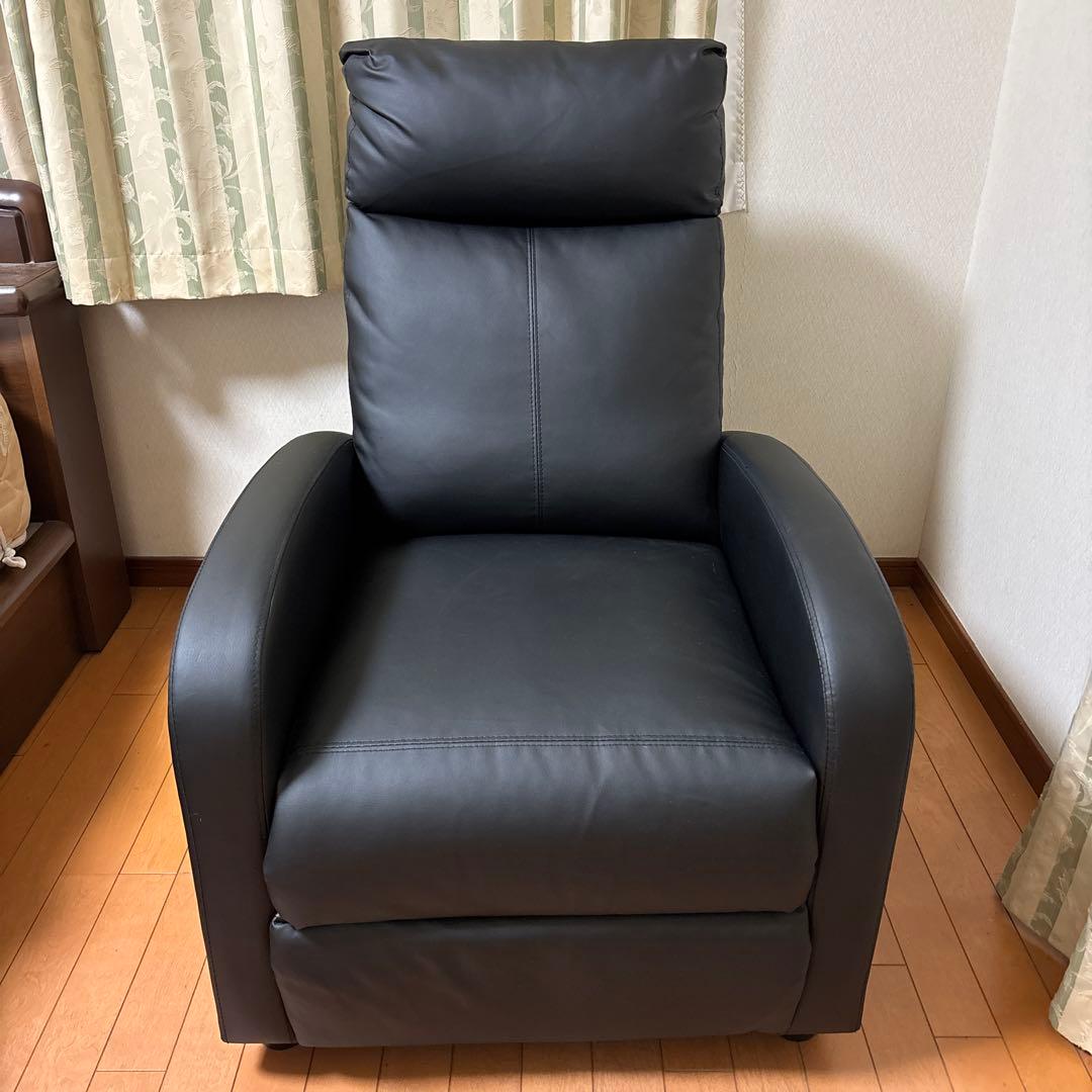 【 直接引取希望 】リクライニングチェアー 1人用 ブラック 合成皮革