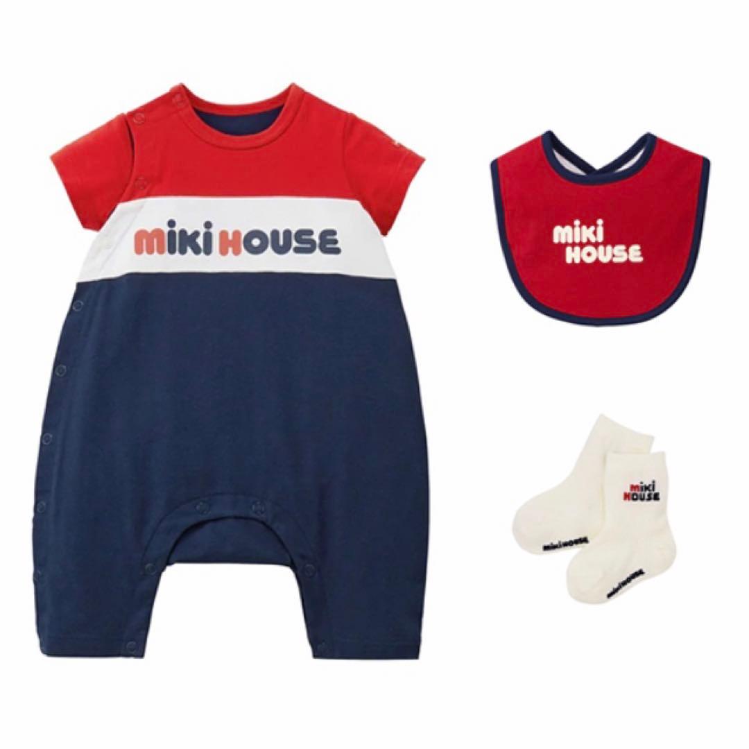 ギフトBOX付ミキハウス ショートオール&スタイ&ソックス