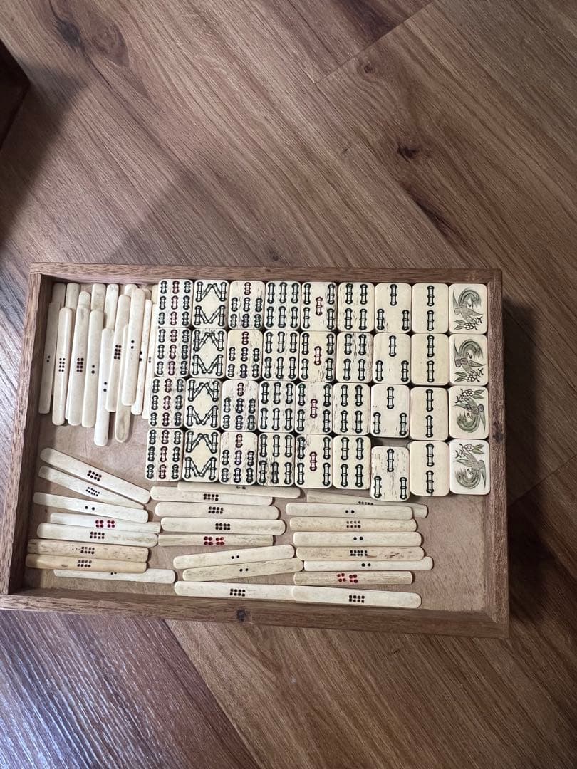 麻雀　麻雀パイ 竹背 骨牌 アンティーク 骨董マージャン　麻雀牌（骨牌）