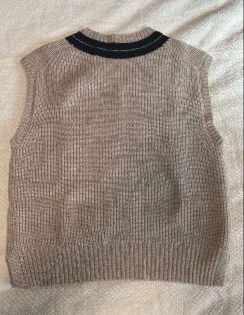 MHLマーガレットハウエル ウールニットベスト アイボリー×ブラック