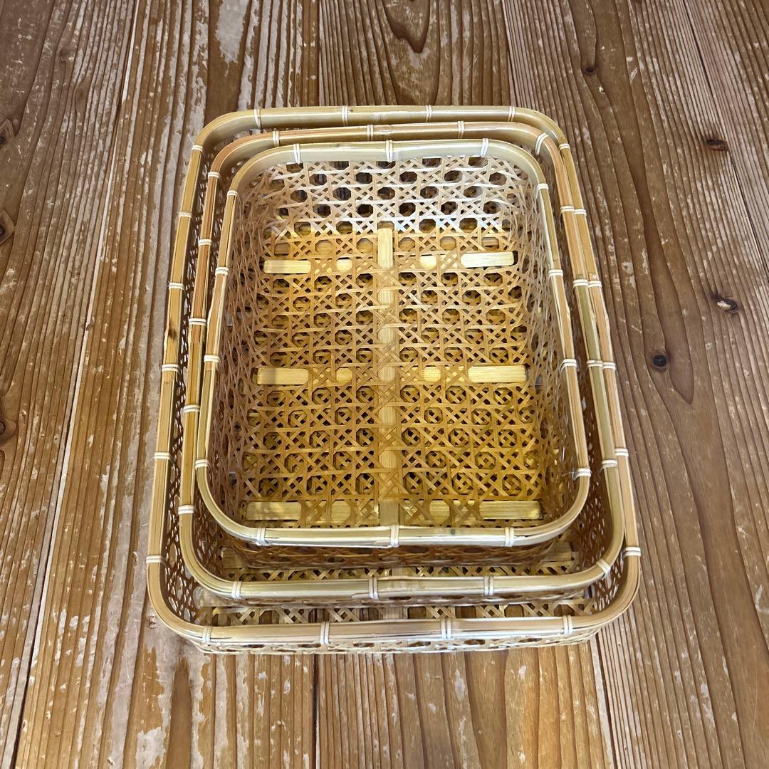 竹細工　カゴ　重なる3点セット