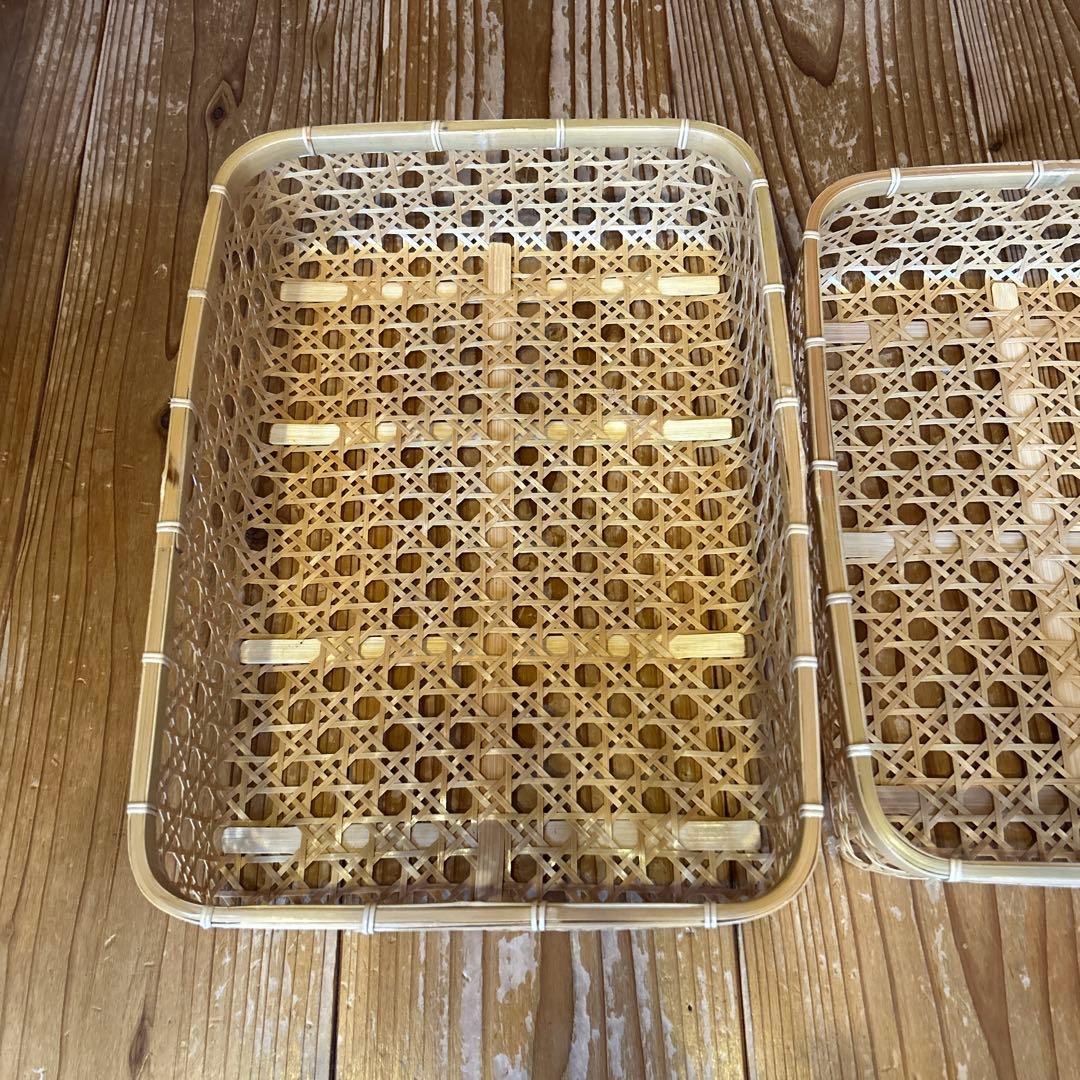 竹細工　カゴ　重なる3点セット