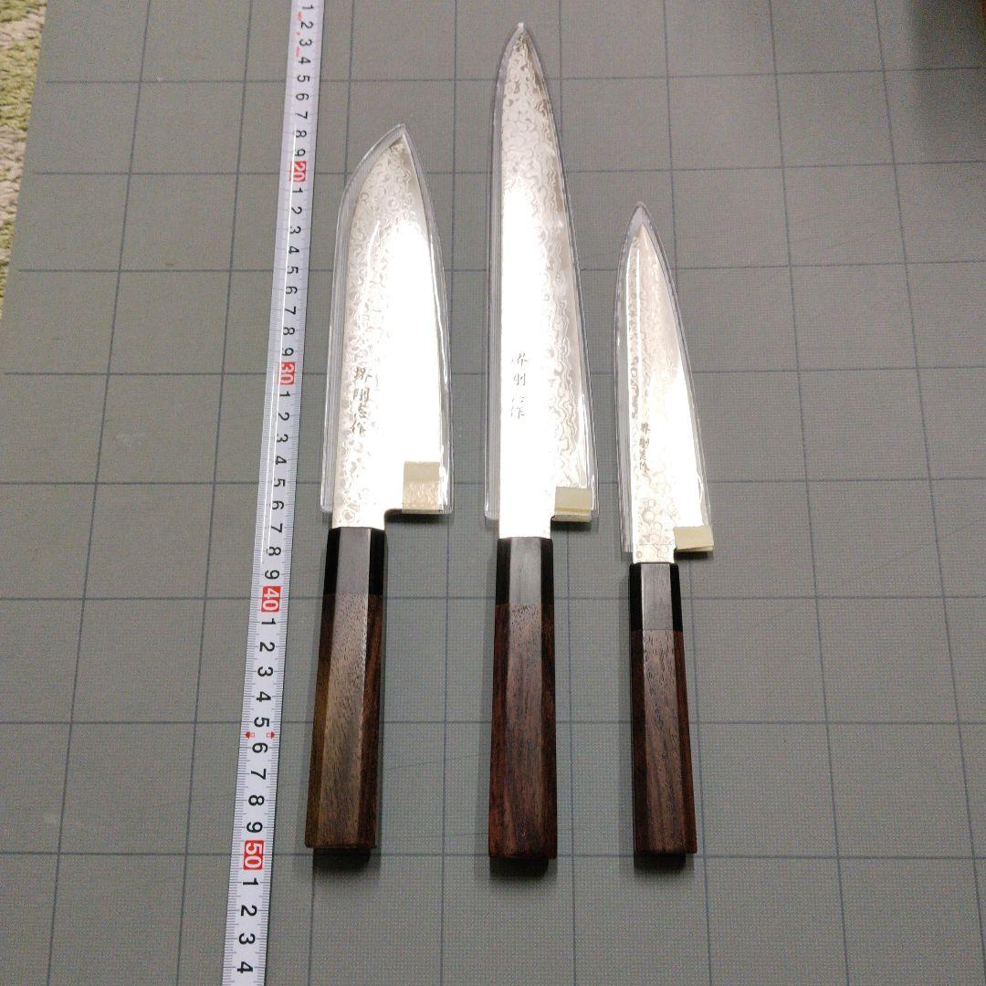 堺剛志作　ダマスカス模様　包丁3本セット