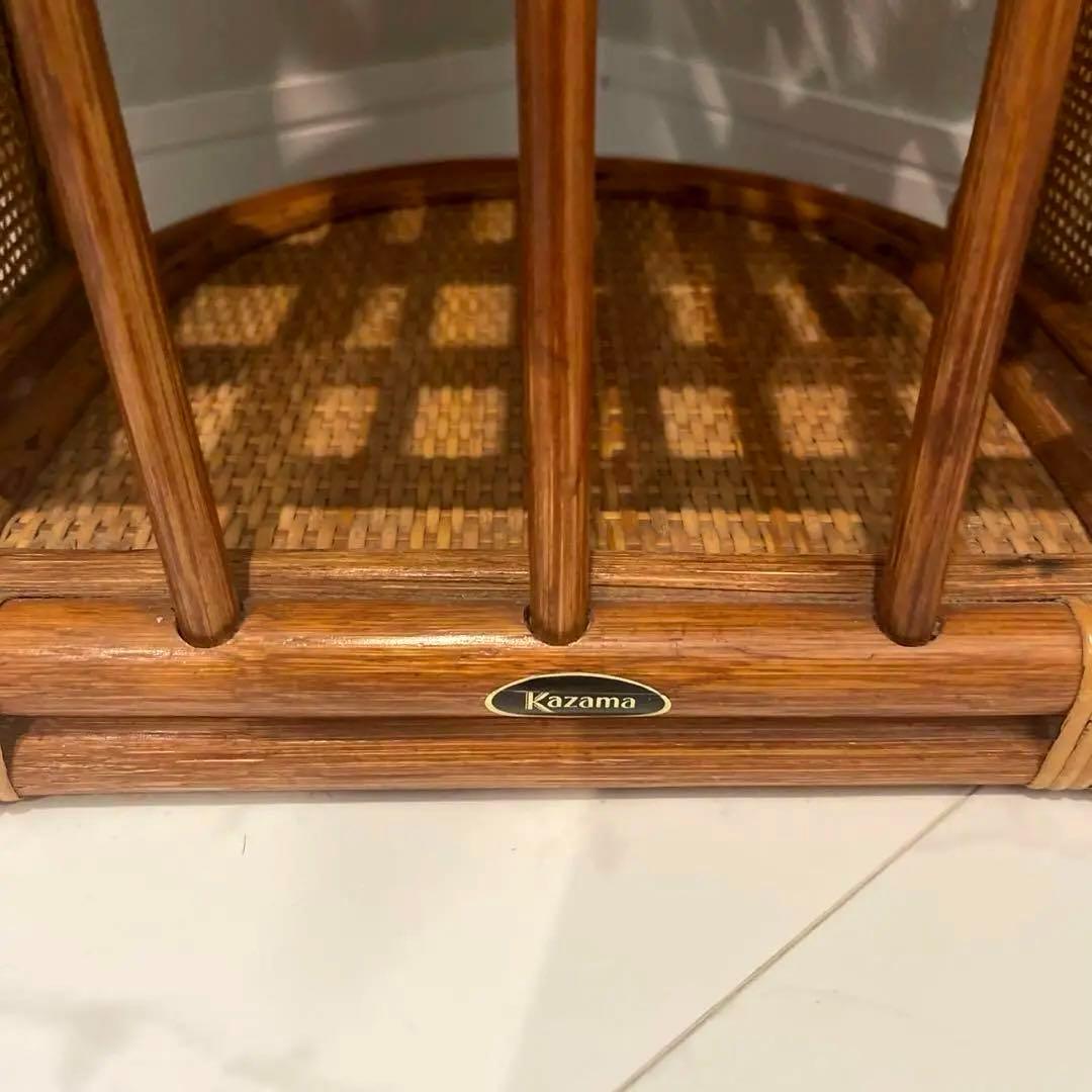 l*い様 カザマ　ラタン　籐　6杯チェスト　引き出し　収納　昭和レトロ　キャスタ