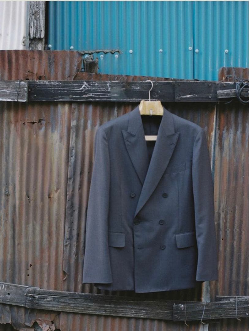 ダークブルー ダブルブレスト テーラードジャケット