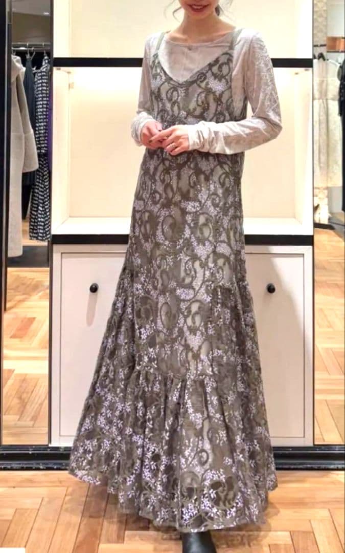 【3/7限定価格】グレースコンチネンタル レースキャミロングワンピース