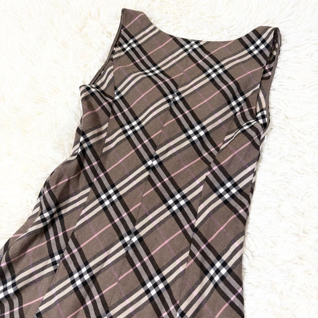 バーバリーブルーレーベル カシュクール ノバチェック ワンピース ウエストリボン
