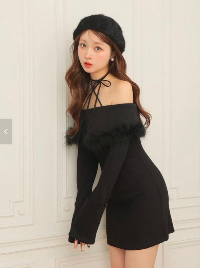 2way feather collar mini onepiece エムミーエメ