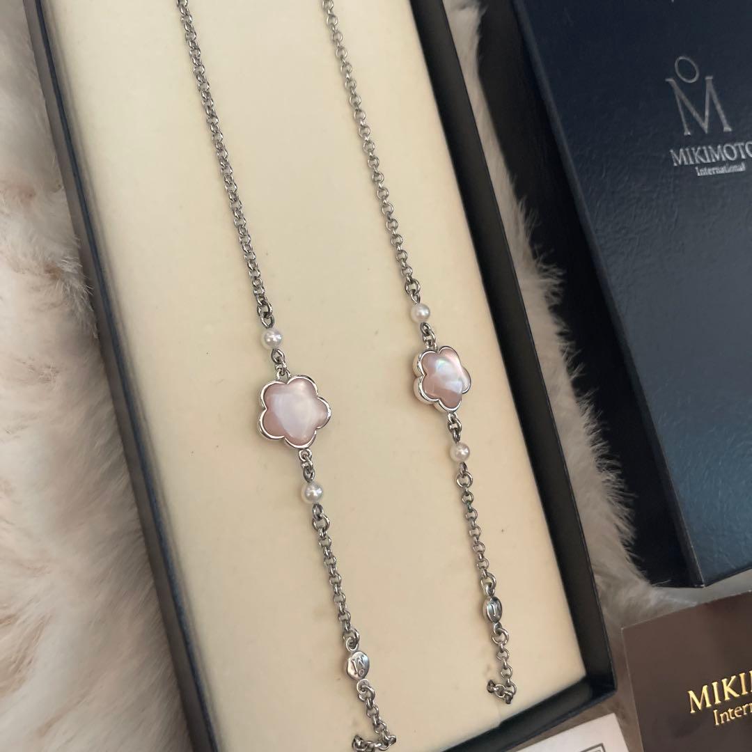 MIKIMOTO メガネチェーン シルバー　パール　蝶貝