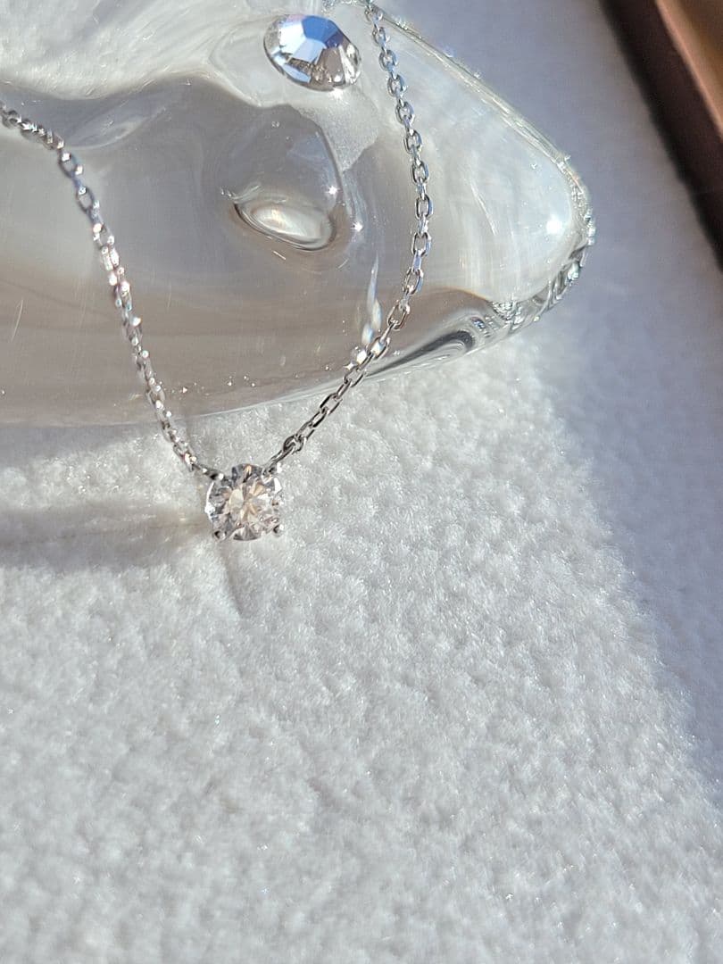 美品★4℃ K10 WG ジルコニア ネックレス ペンダント ゴールド