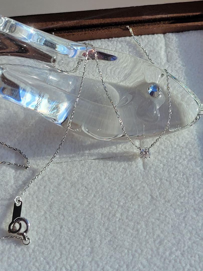 美品★4℃ K10 WG ジルコニア ネックレス ペンダント ゴールド