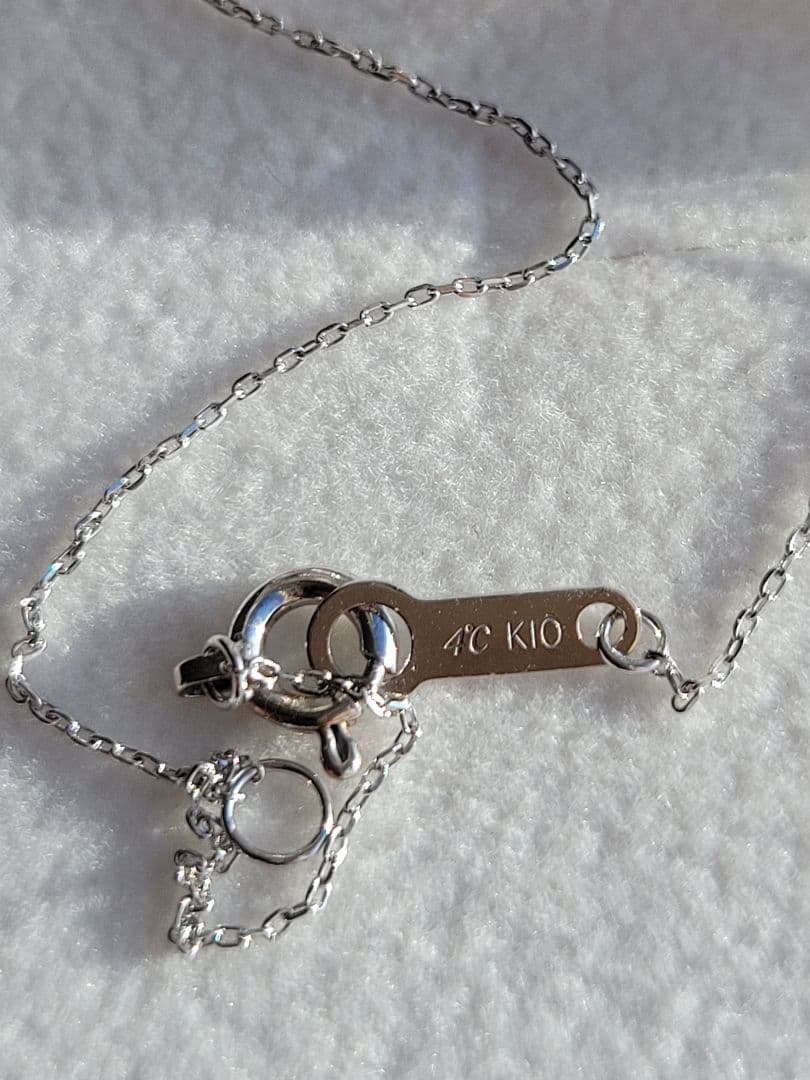 美品★4℃ K10 WG ジルコニア ネックレス ペンダント ゴールド