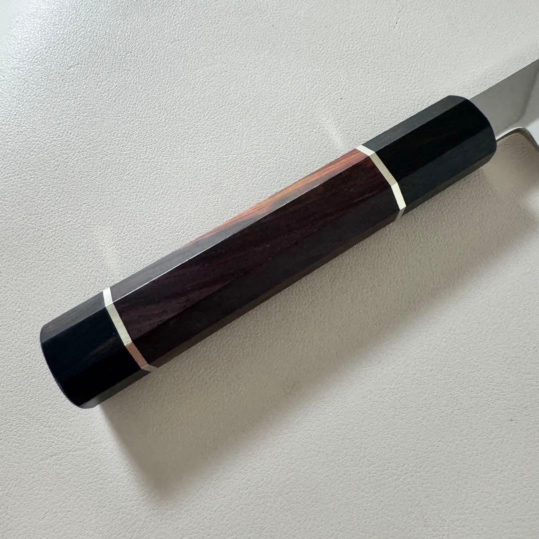 270mm 切付柳刃包丁 鏡面　天然木八角柄 刺身包丁 「全鋼」'.。！