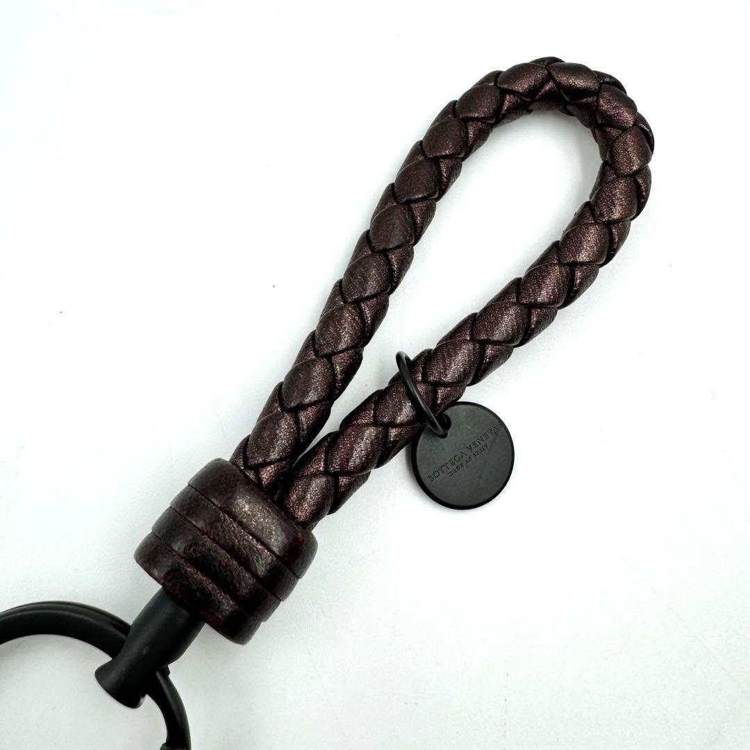 美品✨BOTTEGA VENETA キーリング　ブラウン　レザー