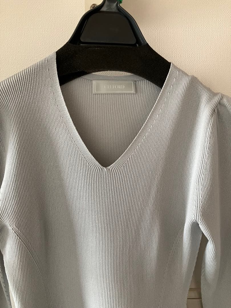 【新品未使用】CELFORD♪シアーミックスホールガーメントワンピース SAX