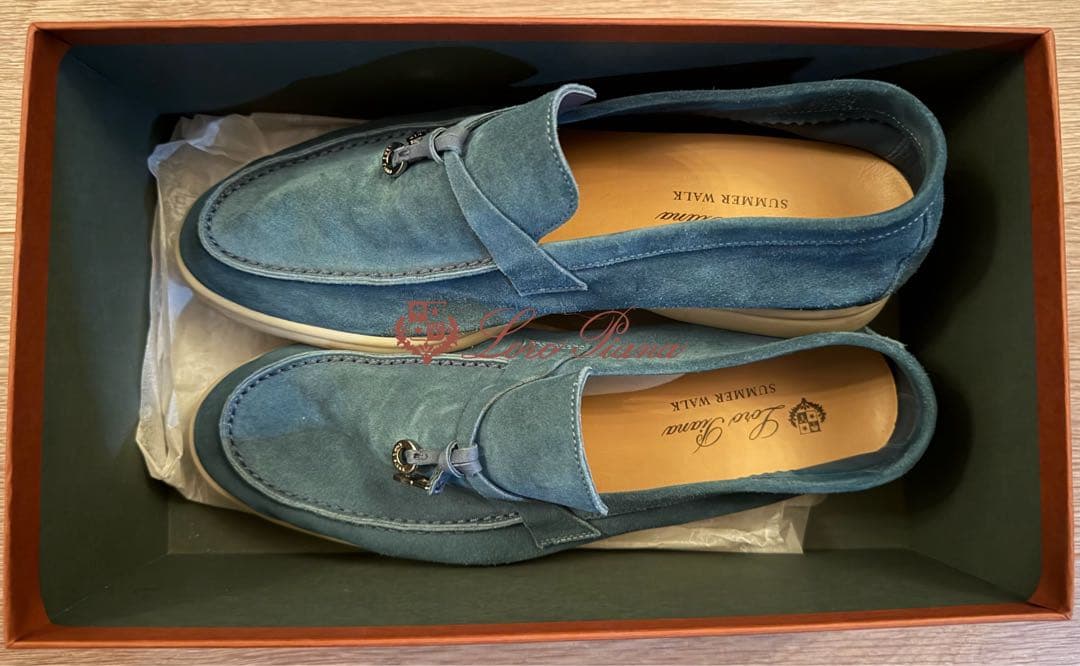 ロロピアーナ サマーチャームウォーク モカシン ブルー38美品