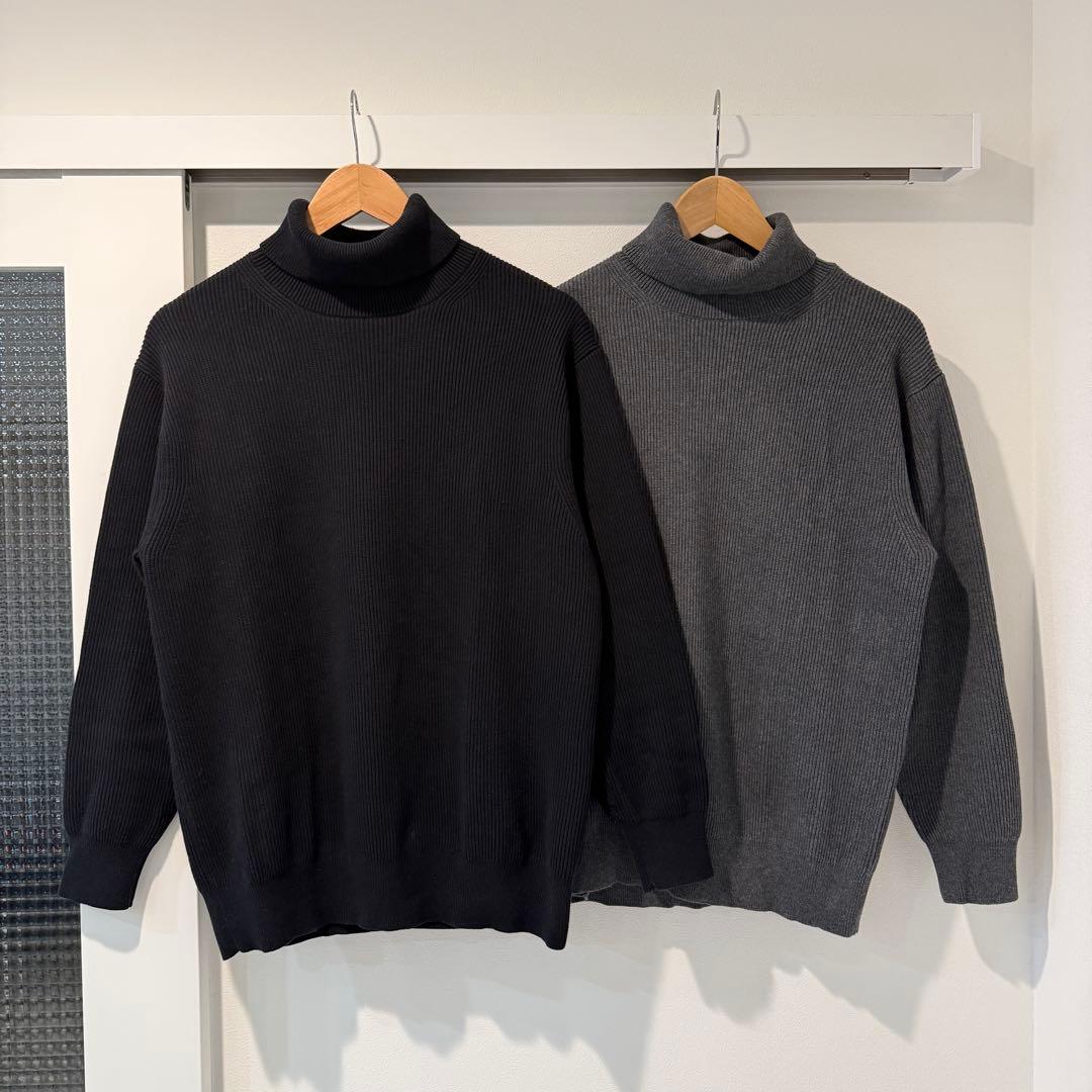極美品◎グリーンレーベルリラクシング コットンタートルネック2枚セット M 綿
