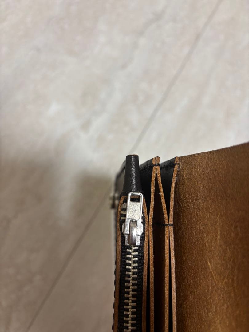 ミドルトラッカーウォレット　三層　茶芯　レザークラフト　ハンドメイド