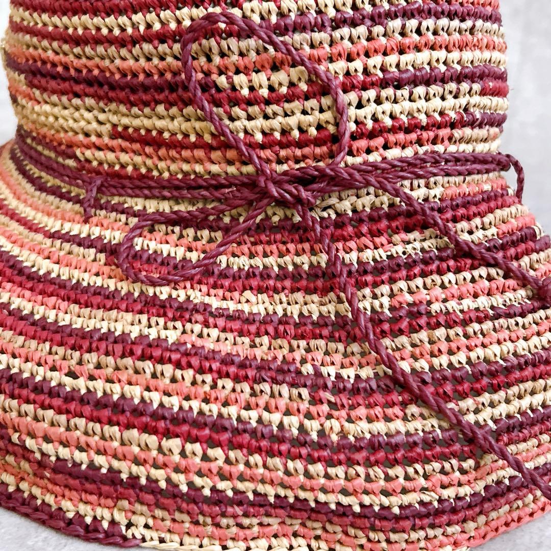 タグ付き✨ヘレンカミンスキー ラフィアハット プロバンス10 ピンク系