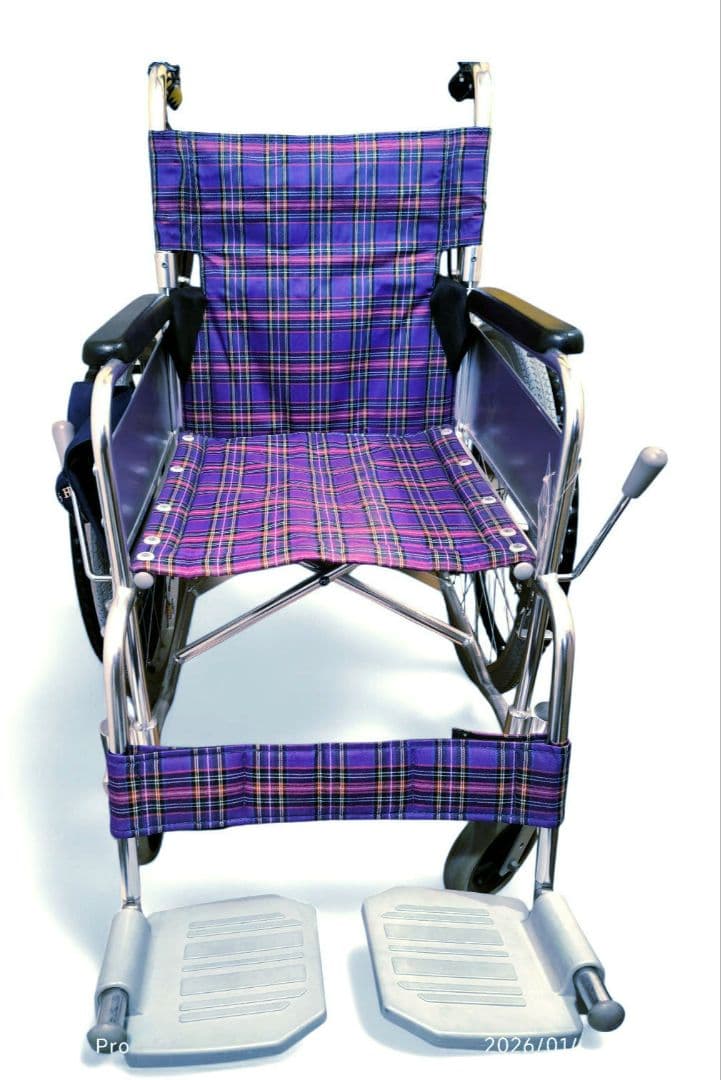 自走・介助兼用 車椅子 折りたたみ式 チェック柄（あっぷる）