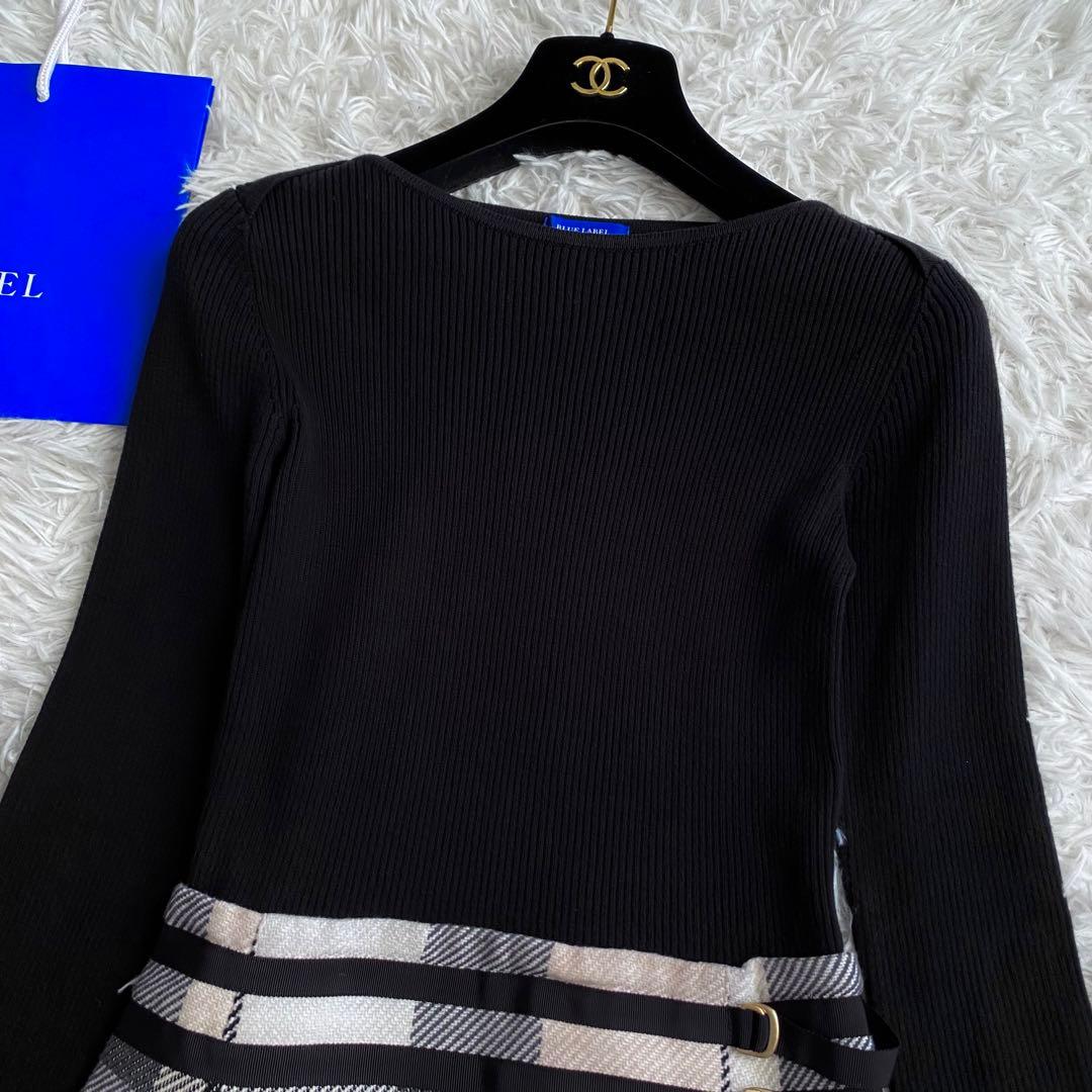 大人気✨ブルーレーベルクレストブリッジ ドッキングワンピース チェック ネイビー