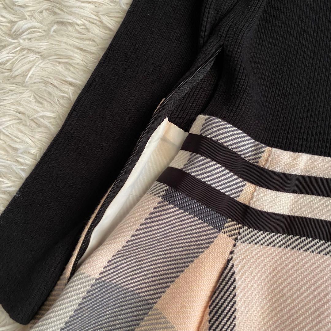 大人気✨ブルーレーベルクレストブリッジ ドッキングワンピース チェック ネイビー